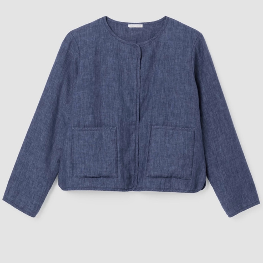 Eileen Fisher Washed Organic Linen Delave Padded Jacket - XL
